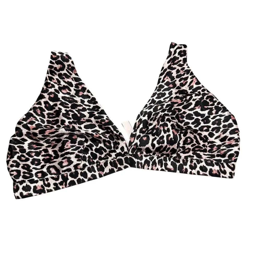 ictoria's Secret Bare Unlined New Silk Plunge Animal Print Bra Size Large